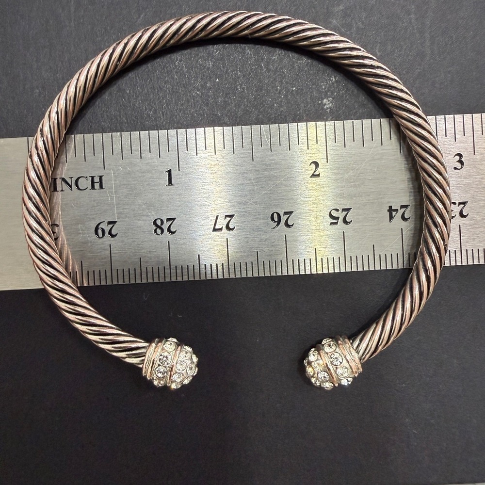 Sparkling Crystal Cuff Bangle Bracelet Silver Rose Gold Tone Twisted Jewelry - Picture 3 of 3
